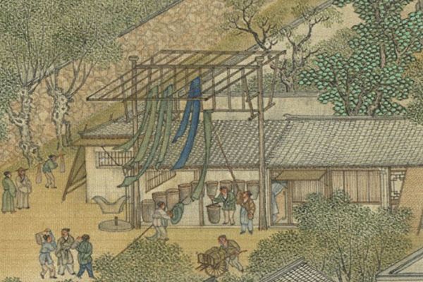 《清院本清明上河图》中的染布工坊